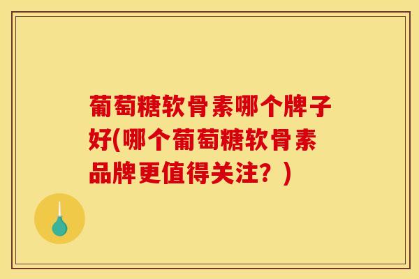 葡萄糖软骨素哪个牌子好(哪个葡萄糖软骨素品牌更值得关注？)