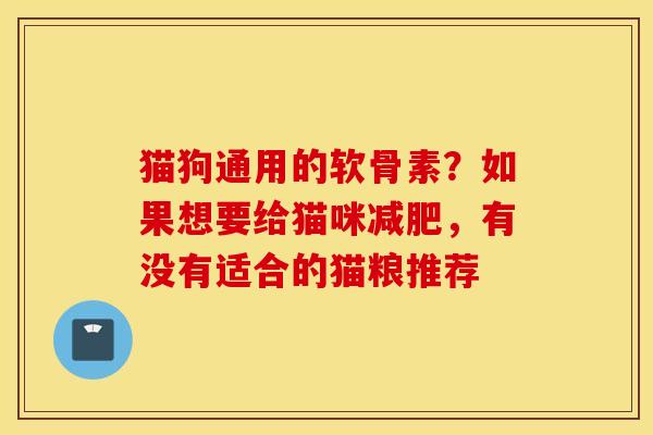 猫狗通用的软骨素？如果想要给猫咪减肥，有没有适合的猫粮推荐