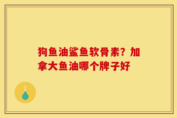 狗鱼油鲨鱼软骨素？加拿大鱼油哪个牌子好