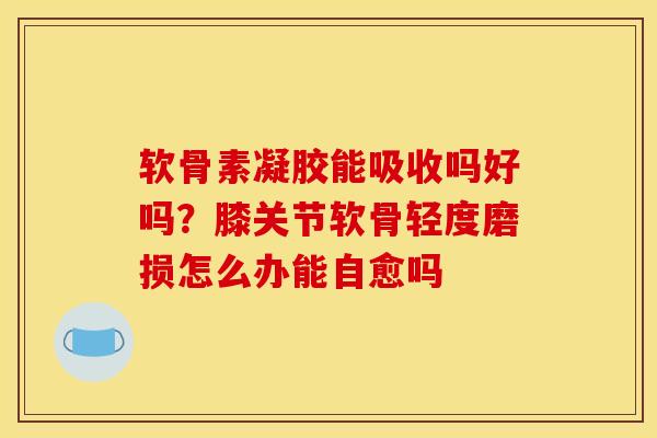 软骨素凝胶能吸收吗好吗?膝关节软骨轻度磨损怎么办能自愈吗 软骨素凝胶能吸收吗好吗?膝关节软骨轻度磨损怎么办能自愈吗