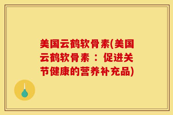 美国云鹤软骨素(美国云鹤软骨素 ：促进关节健康的营养补充品)