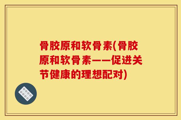 骨胶原和软骨素(骨胶原和软骨素——促进关节健康的理想配对)