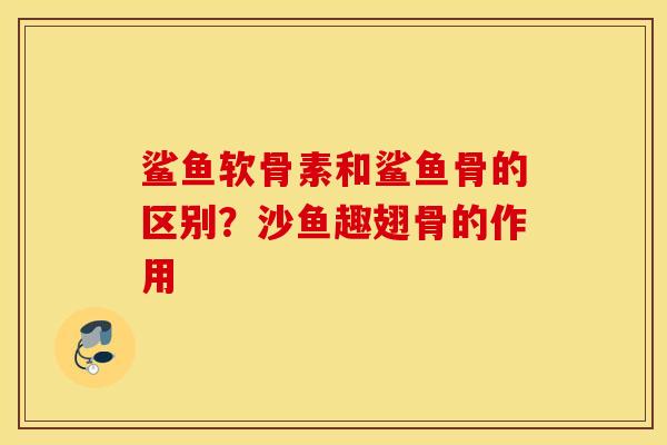 鲨鱼软骨素和鲨鱼骨的区别？沙鱼趣翅骨的作用