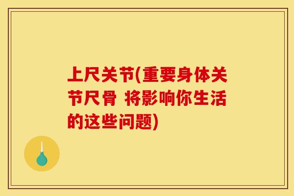 上尺关节(重要身体关节尺骨 将影响你生活的这些问题)