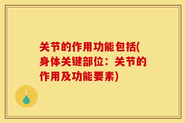 关节的作用功能包括(身体关键部位：关节的作用及功能要素)