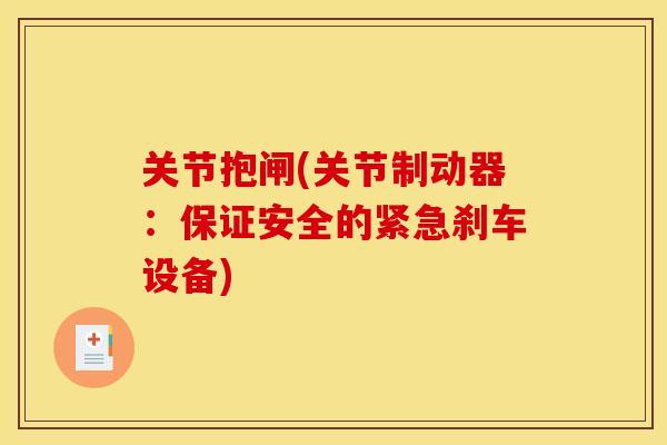 关节抱闸(关节制动器：保证安全的紧急刹车设备)