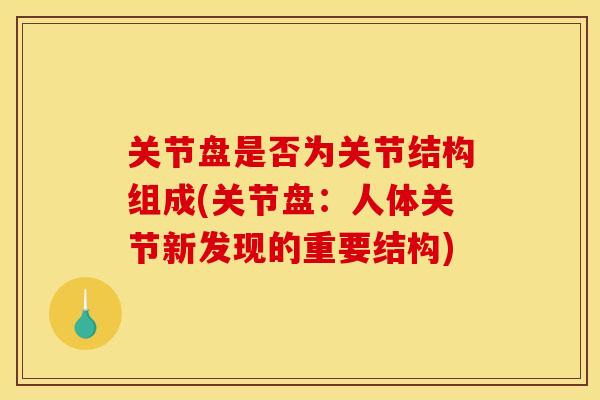 关节盘是否为关节结构组成(关节盘：人体关节新发现的重要结构)