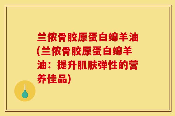 兰侬骨胶原蛋白绵羊油(兰侬骨胶原蛋白绵羊油：提升肌肤弹性的营养佳品)