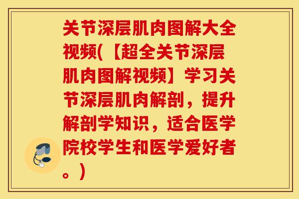 关节深层肌肉图解大全视频(【超全关节深层肌肉图解视频】学习关节深层肌肉解剖，提升解剖学知识，适合医学院校学生和医学爱好者。)
