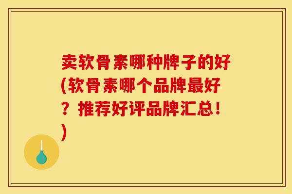 卖软骨素哪种牌子的好(软骨素哪个品牌最好？推荐好评品牌汇总！)