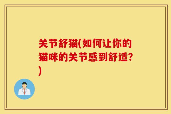 关节舒猫(如何让你的猫咪的关节感到舒适？)