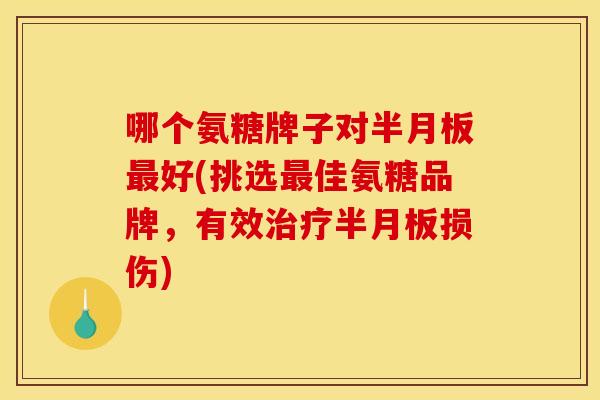 哪个氨糖牌子对半月板最好(挑选最佳氨糖品牌，有效治疗半月板损伤)
