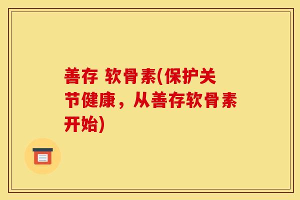 善存 软骨素(保护关节健康，从善存软骨素开始)