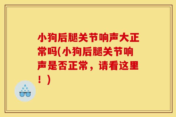 小狗后腿关节响声大正常吗(小狗后腿关节响声是否正常，请看这里！)