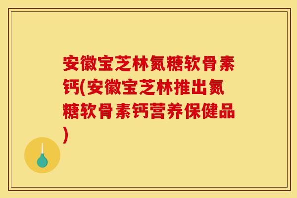 安徽宝芝林氮糖软骨素钙(安徽宝芝林推出氮糖软骨素钙营养保健品)