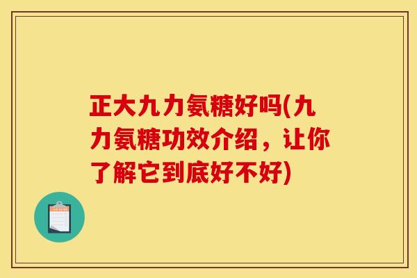 正大九力氨糖好吗(九力氨糖功效介绍，让你了解它到底好不好)