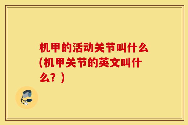 机甲的活动关节叫什么(机甲关节的英文叫什么?) 机甲的活动关节叫什么(机甲关节的英文叫什么?)
