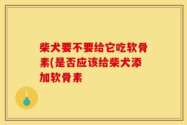 柴犬要不要给它吃软骨素(是否应该给柴犬添加软骨素