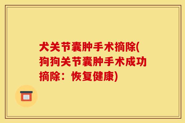 犬关节囊肿手术摘除(狗狗关节囊肿手术成功摘除：恢复健康)