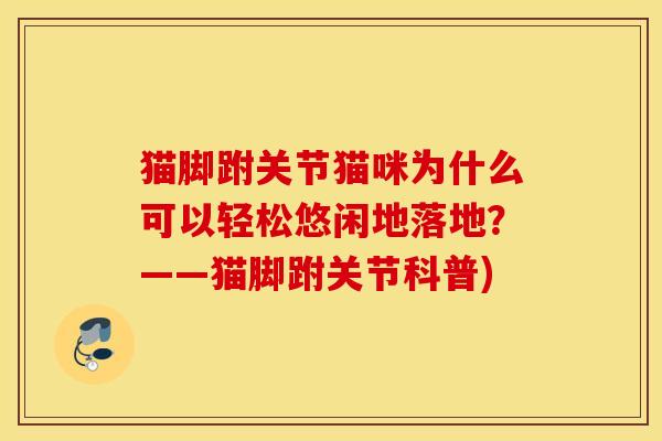 猫脚跗关节猫咪为什么可以轻松悠闲地落地？——猫脚跗关节科普)