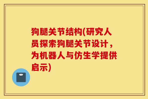 狗腿关节结构(研究人员探索狗腿关节设计，为机器人与仿生学提供启示)