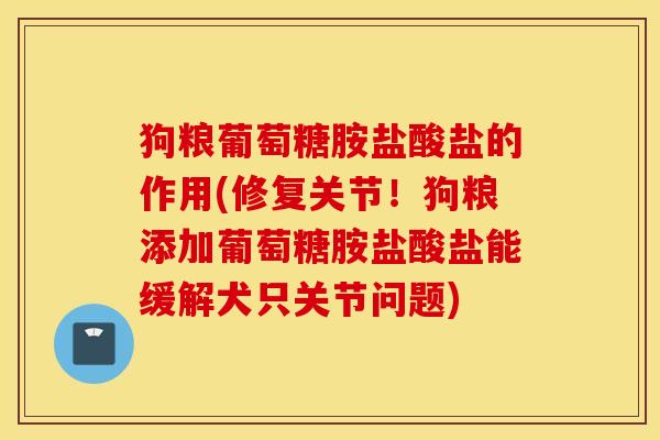 狗粮葡萄糖胺盐酸盐的作用(修复关节！狗粮添加葡萄糖胺盐酸盐能缓解犬只关节问题)