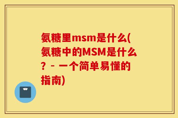 氨糖里msm是什么(氨糖中的MSM是什么？- 一个简单易懂的指南)