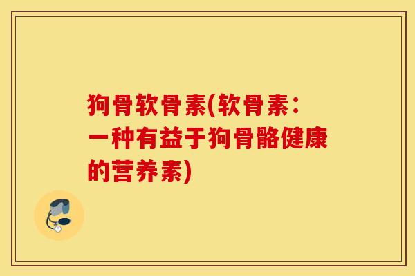 狗骨软骨素(软骨素：一种有益于狗骨骼健康的营养素)