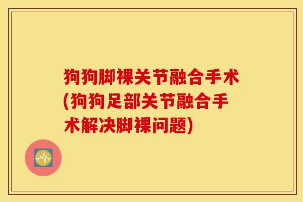 狗狗脚裸关节融合手术(狗狗足部关节融合手术解决脚裸问题)