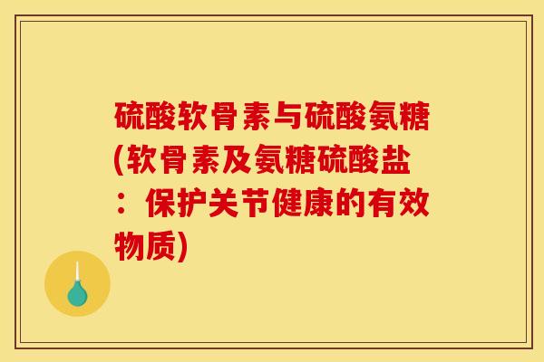 硫酸软骨素与硫酸氨糖(软骨素及氨糖硫酸盐：保护关节健康的有效物质)