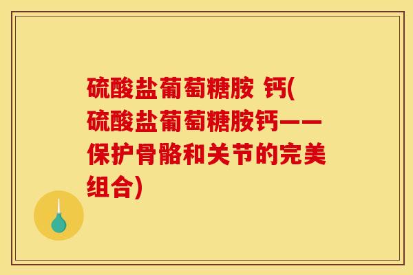 硫酸盐葡萄糖胺 钙(硫酸盐葡萄糖胺钙——保护骨骼和关节的完美组合)