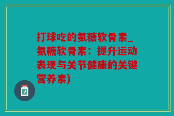 打球吃的氨糖软骨素_氨糖软骨素：提升运动表现与关节健康的关键营养素)