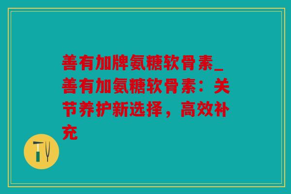 善有加牌氨糖软骨素_善有加氨糖软骨素:关节养护新选择,高效补充 善有加牌氨糖软骨素_善有加氨糖软骨素:关节养护新选择,高效补充