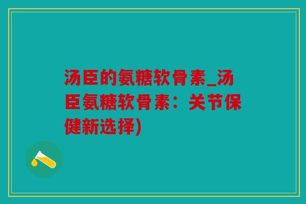 汤臣的氨糖软骨素_汤臣氨糖软骨素：关节保健新选择)
