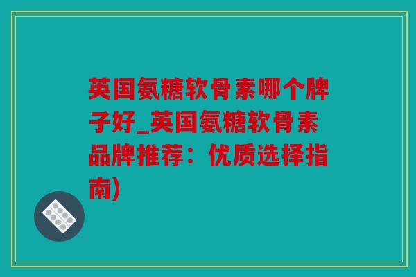 英国氨糖软骨素哪个牌子好_英国氨糖软骨素品牌推荐：优质选择指南)