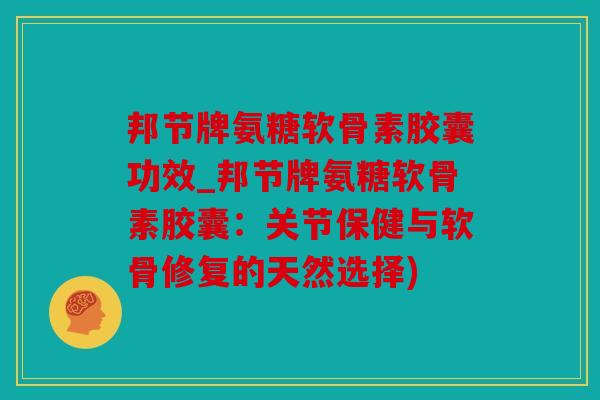 邦节牌氨糖软骨素胶囊功效_邦节牌氨糖软骨素胶囊：关节保健与软骨修复的天然选择)