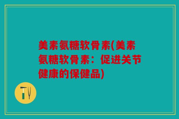 美素氨糖软骨素(美素氨糖软骨素：促进关节健康的保健品)