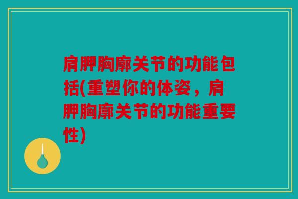 肩胛胸廓关节的功能包括(重塑你的体姿，肩胛胸廓关节的功能重要性)