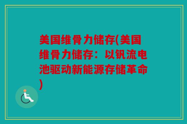美国维骨力储存(美国维骨力储存：以钒流电池驱动新能源存储革命)