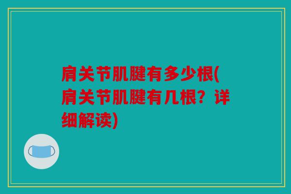 肩关节肌腱有多少根(肩关节肌腱有几根？详细解读)