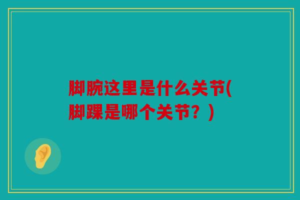 脚腕这里是什么关节(脚踝是哪个关节？)