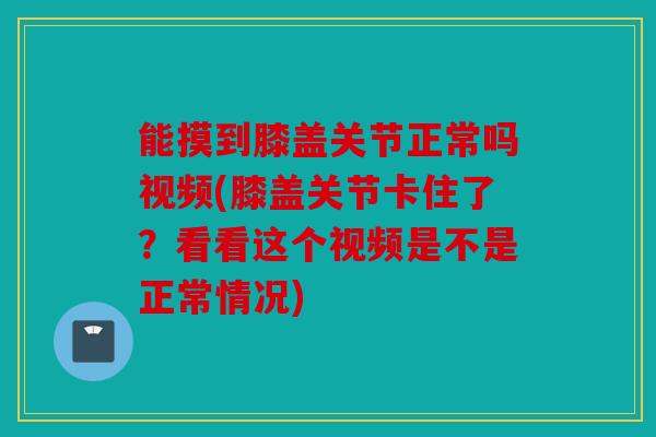能摸到膝盖关节正常吗视频(膝盖关节卡住了？看看这个视频是不是正常情况)