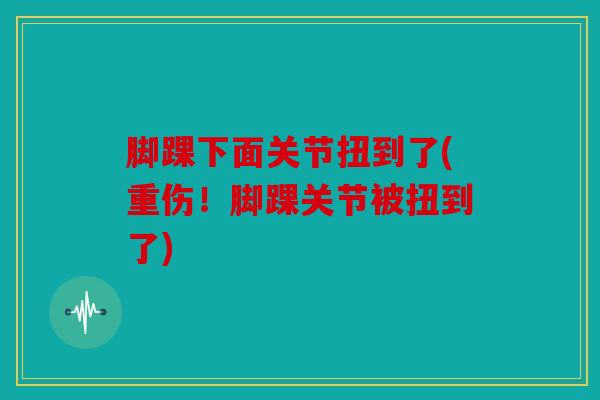 脚踝下面关节扭到了(重伤！脚踝关节被扭到了)