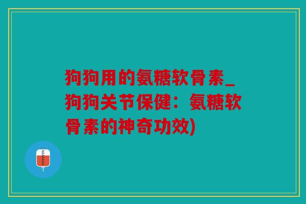 狗狗用的氨糖软骨素_狗狗关节保健：氨糖软骨素的神奇功效)
