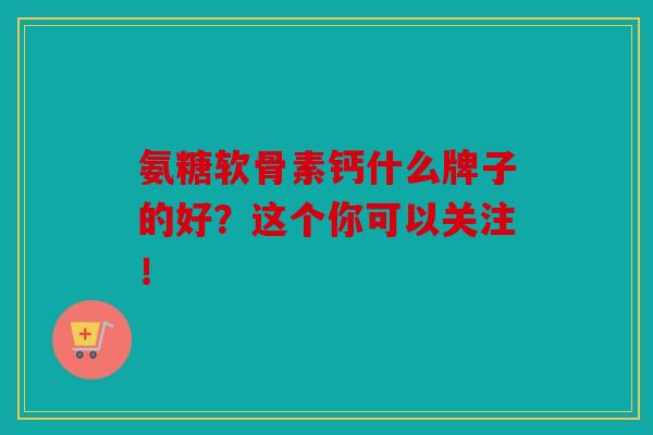 氨糖软骨素钙什么牌子的好？这个你可以关注！