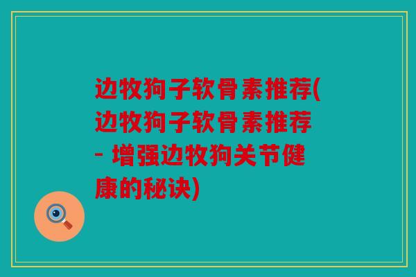 边牧狗子软骨素推荐(边牧狗子软骨素推荐 - 增强边牧狗关节健康的秘诀)