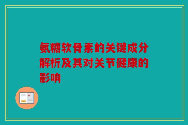 氨糖软骨素的关键成分解析及其对关节健康的影响