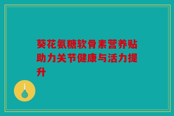葵花氨糖软骨素营养贴助力关节健康与活力提升