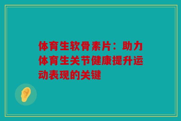 体育生软骨素片：助力体育生关节健康提升运动表现的关键