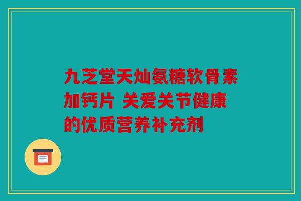 九芝堂天灿氨糖软骨素加钙片 关爱关节健康的优质营养补充剂